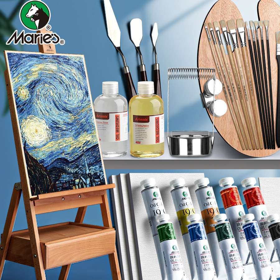 马利170ml大支油画颜料工具套装初学者24色专用画画彩美术生用品