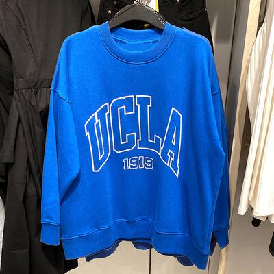 女装2026春装新款ucla印花圆领上衣薄绒休闲宽松套头卫衣1036365