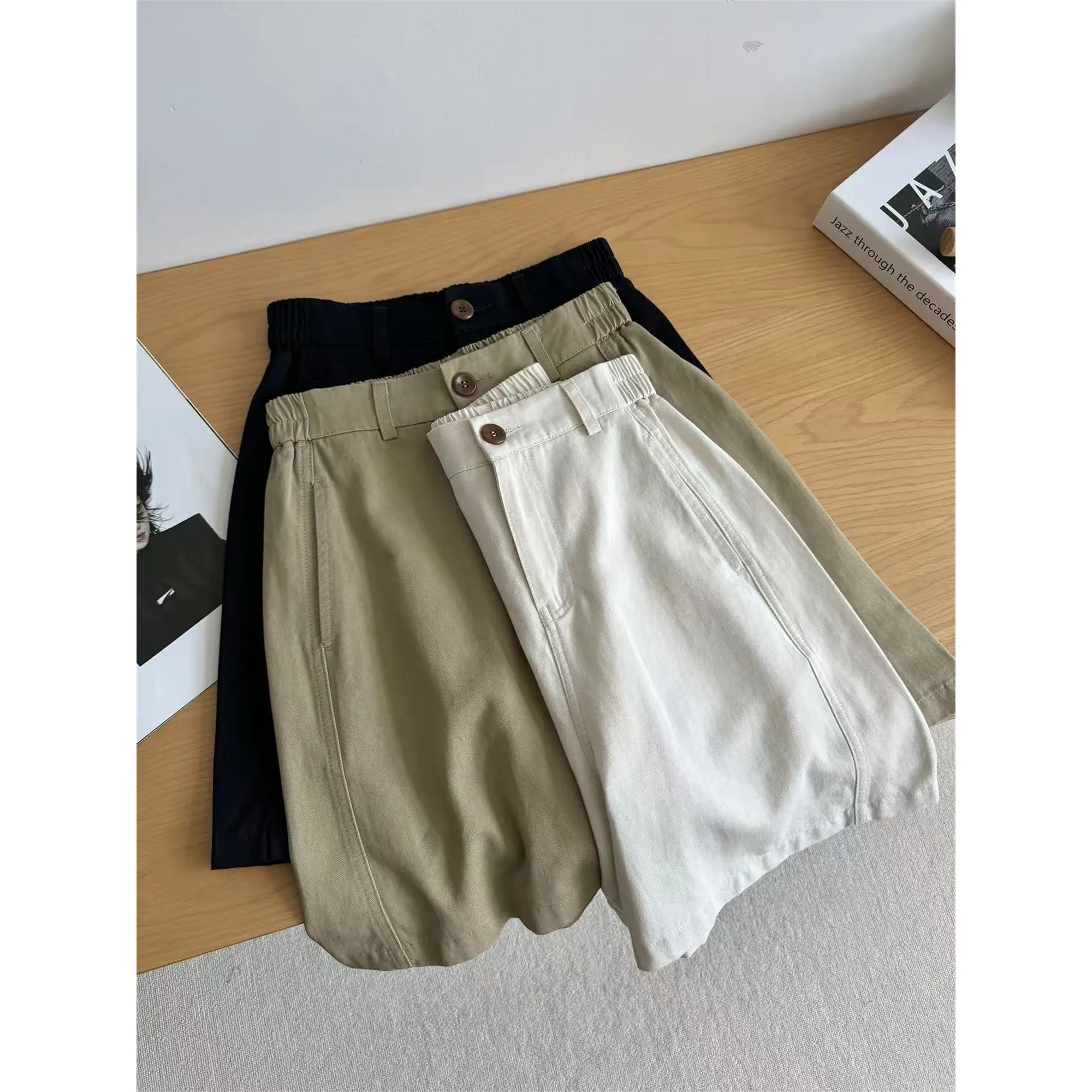 【舒适藏肉】莱赛尔棉显瘦阔腿a字短裤女夏季宽松高腰工装休闲裤
