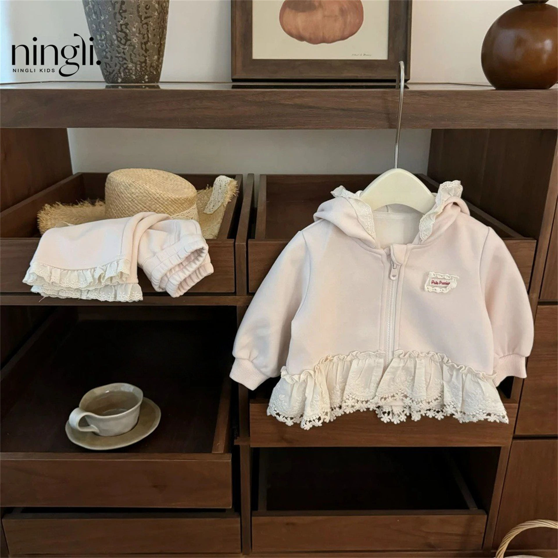 柠里超甜韩系女宝宝连帽卫衣外套儿童运动套装篮球服紧身打底衣