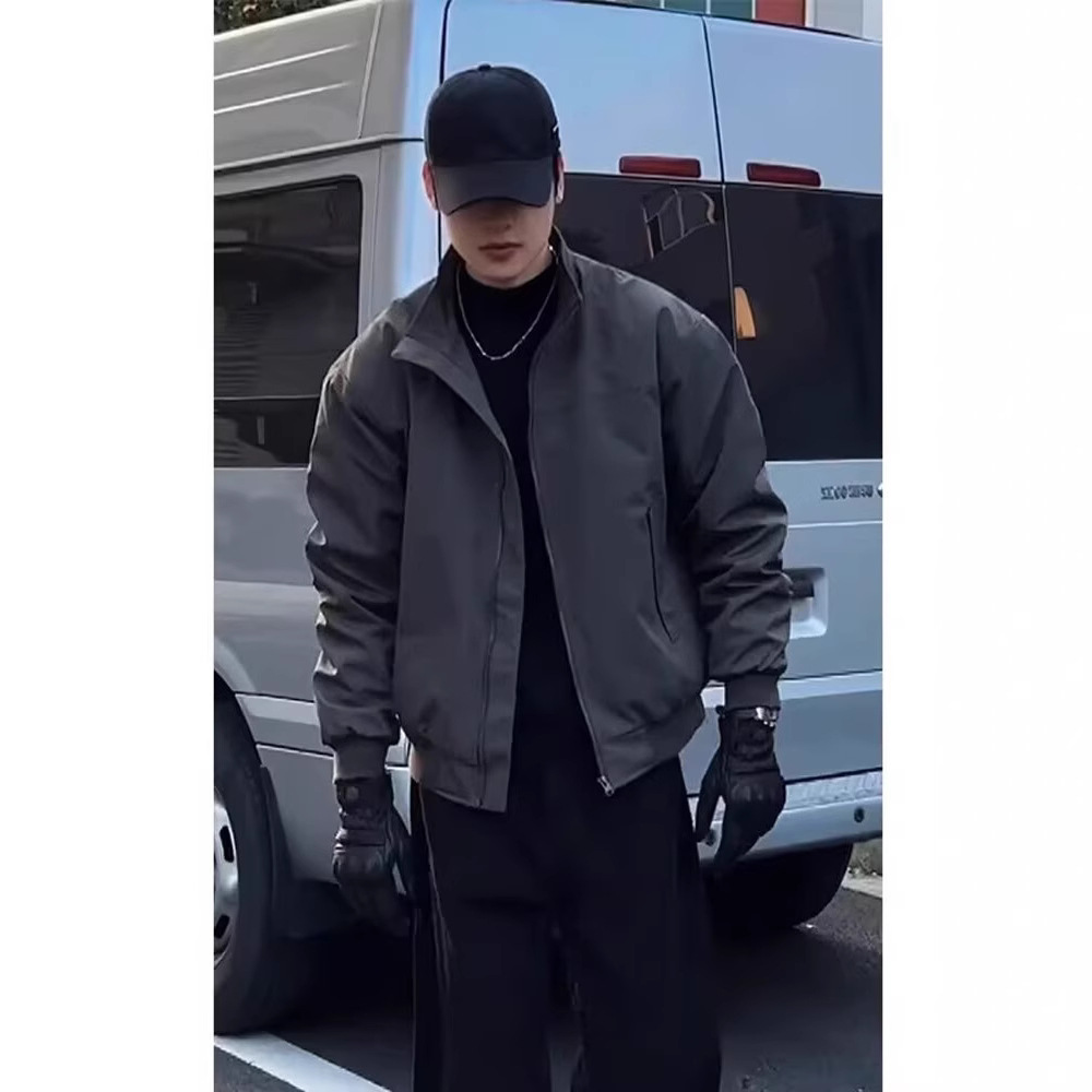 高级感痞帅正肩教练夹克男款春季美式硬汉风显壮cleanfit立领外套