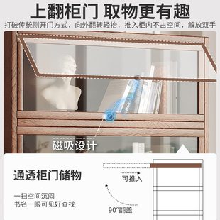 实木床头柜书架置物架落地家用防尘展示柜子储物柜卧室床边小书柜