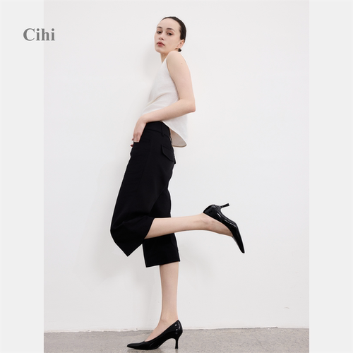 Cihi极简凌厉尖头高跟单鞋