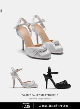 Cihi设计Socialite style法式温柔 褶皱蝴蝶结名媛风后空单鞋