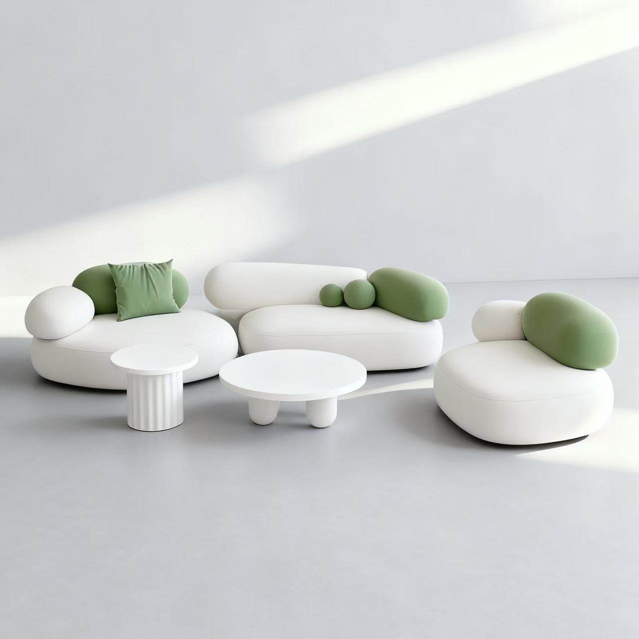 意式极简鹅卵石沙发创意客厅弧形异形模块设计师网红同款奶油风