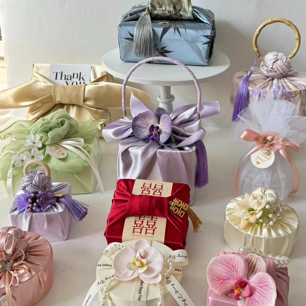 风吕敷伴手礼喜糖盒样品包 成品发货  大小2款包邮