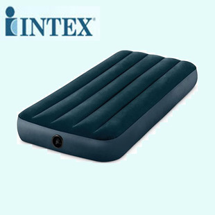 美国INTEX 绿色植毛单人略小线拉空气床 植绒充气床垫64106