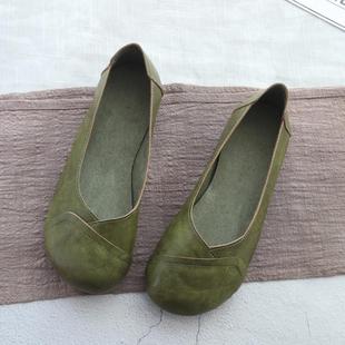 軟底仙女鞋 小眾潮鞋 女平底春夏復古奶奶鞋 圓頭淺口豆豆鞋 女單鞋 女