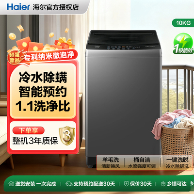 海尔波轮洗衣机10kg全自动出租房一级能效省电超净洗家用智能除螨
