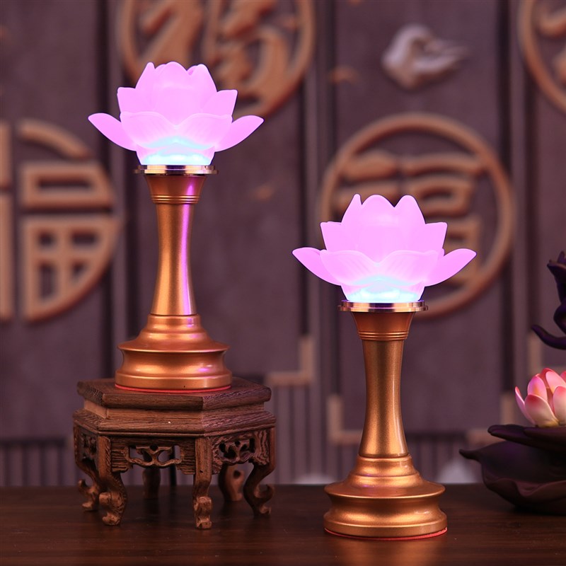 2023七彩荷花灯琉璃灯水晶玻璃莲花灯LED七彩充电供灯新款变光