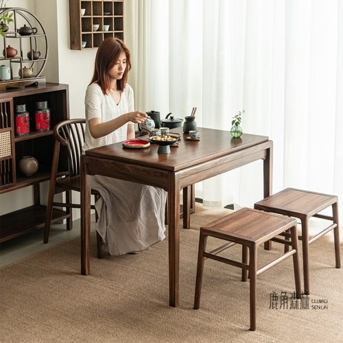 鹿角森林实木新中式阳台茶桌