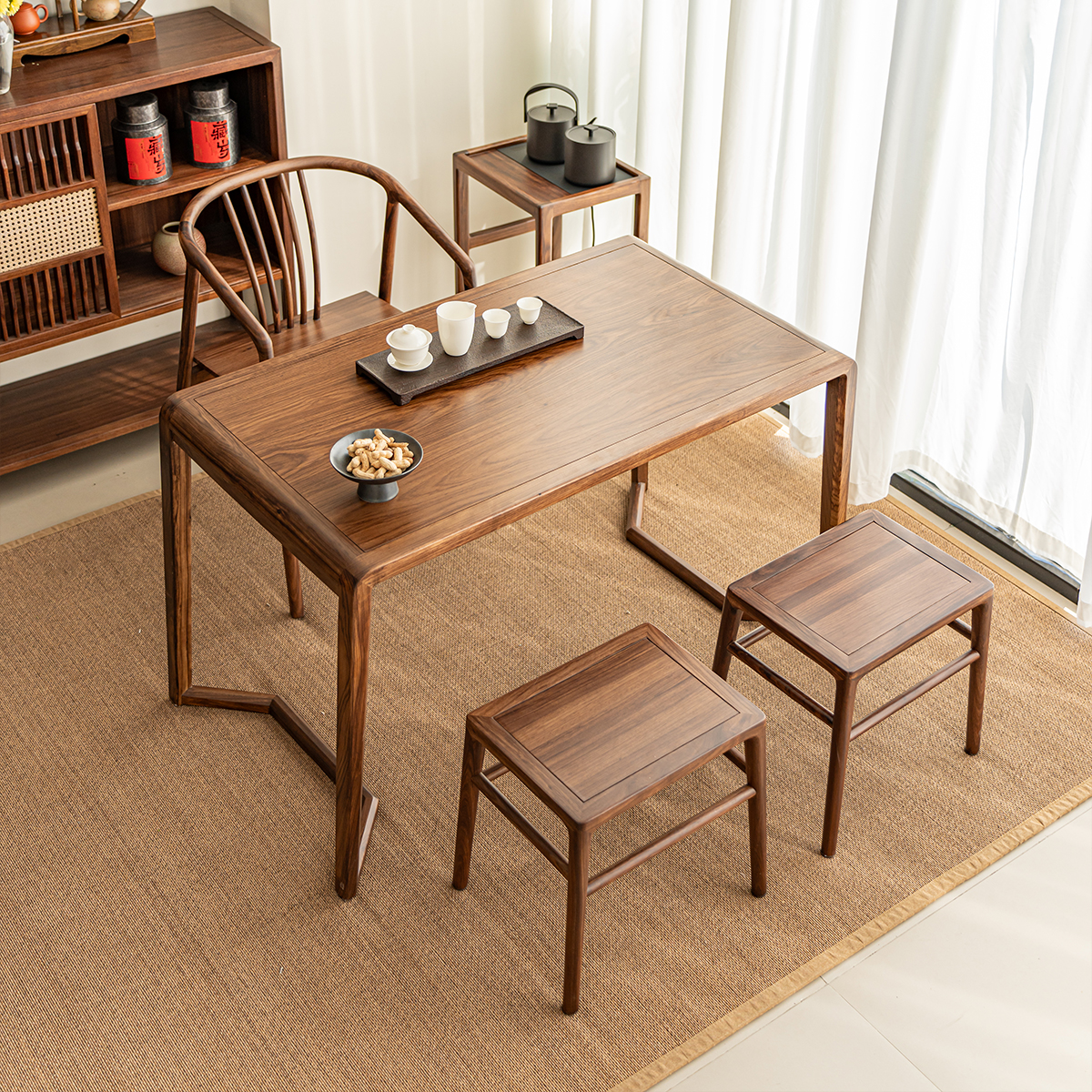 极简风茶桌原木质感点亮居家茶角