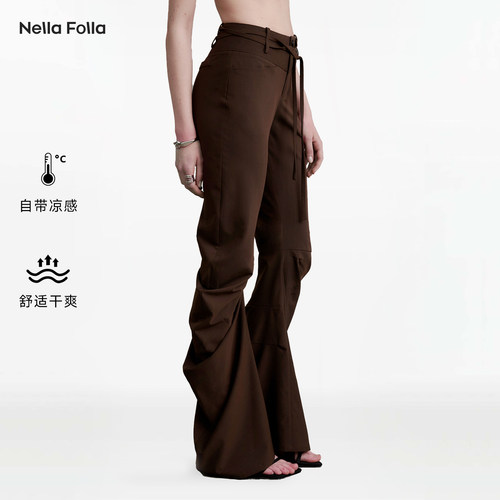 弯刀裤NELLAFOLLA微喇带腰带