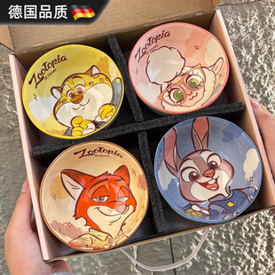 德国迪士尼zootopia疯狂动物城联名儿童陶瓷餐具釉下彩周边碗具