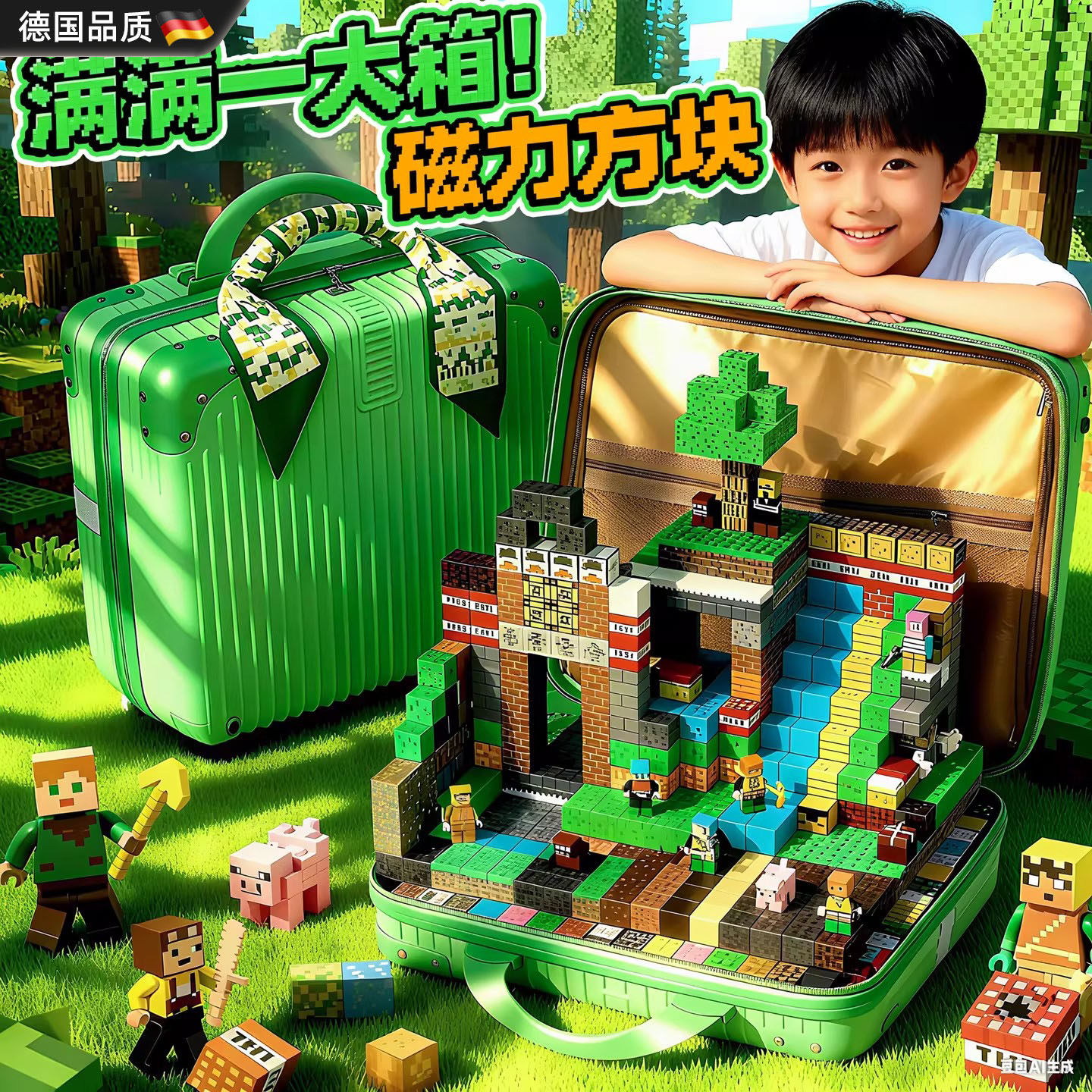 德国我的世界磁力方块生日礼物新年全套正版积木玩具益智儿童男孩,玩具/童车/益智/积木/模型,磁力片/磁性棒/磁性积木,淘宝优惠券,粉丝福利购,淘宝优惠卷