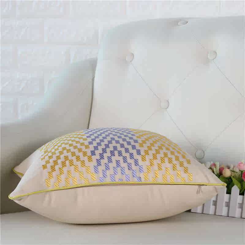 美式奢华纯棉刺绣抱枕套不含芯正方形北欧风沙发抱枕靠垫客厅靠枕
