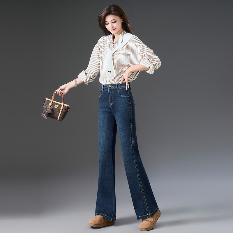 春季新款微喇牛仔裤女2025新款高腰弹力修身显瘦百搭喇叭休闲长裤