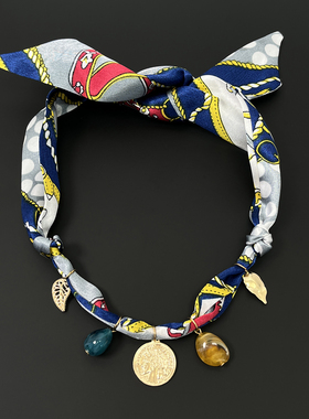 Vintage古着 Bohemian color matching scarf coin necklace项链