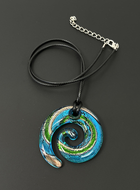 Vintage古着 Blue glass vortex necklace项链