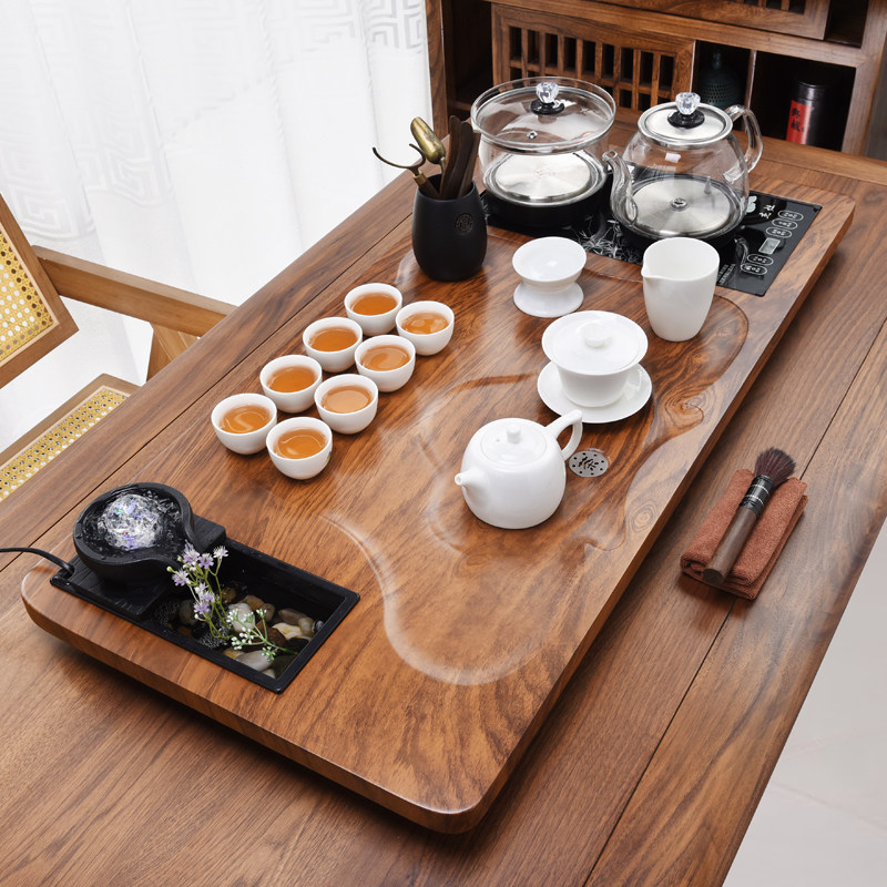 秉纯茶具套组家用整套全自动喝茶紫砂功夫陶瓷一体茶盘办公茶台道