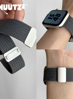 NUUTZz秋冬新款尼龙编织磁吸iwatch手表带适用苹果s11小众applewatch男女s10高级ultra创意49mm夏季se透气