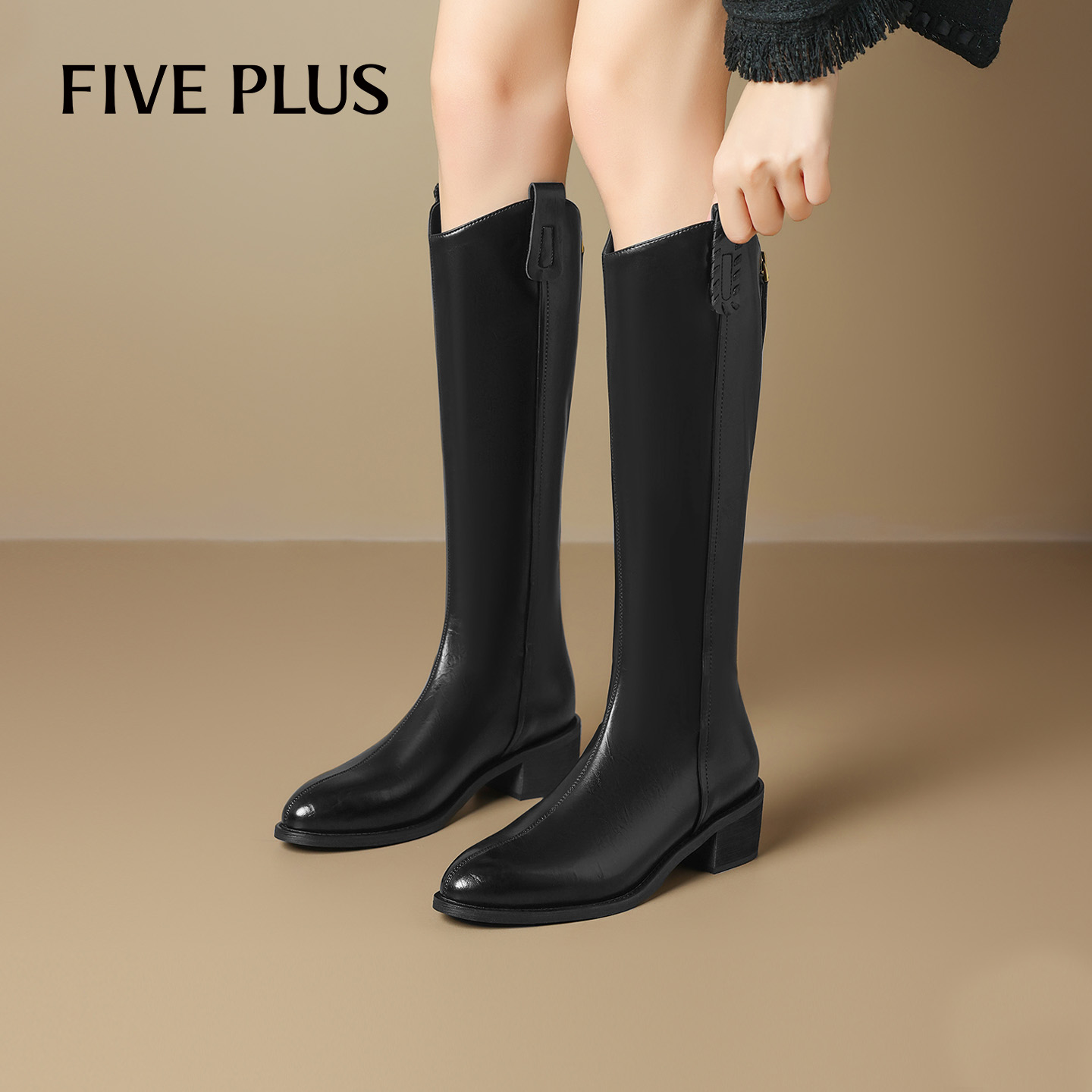 FIVEPLUS靴子长筒靴女尖头