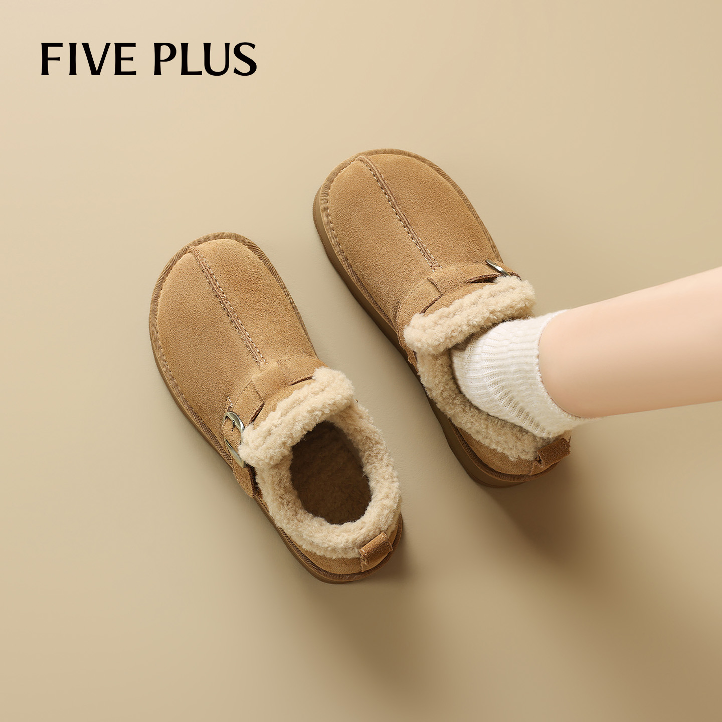 FIVEPLUS加绒真皮勃肯鞋女款