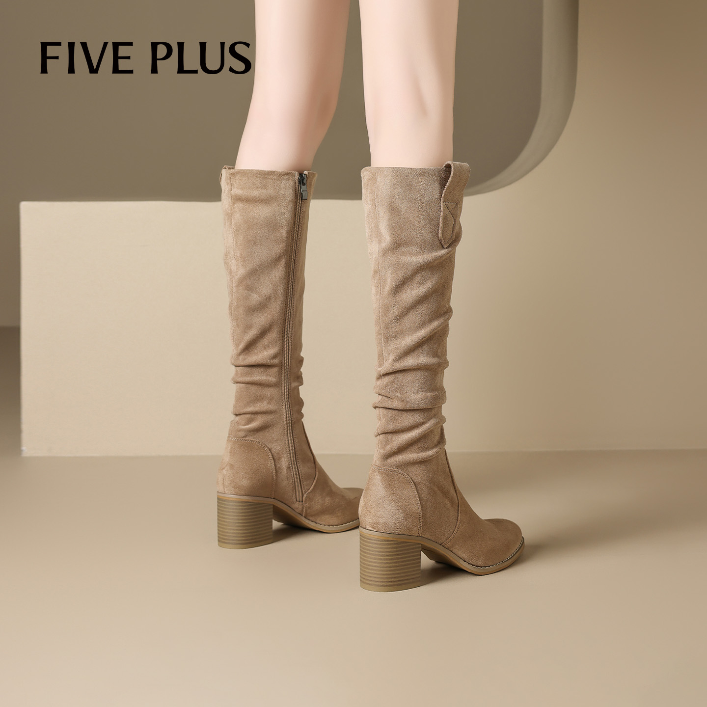 FIVEPLUS靴子长筒靴女高跟