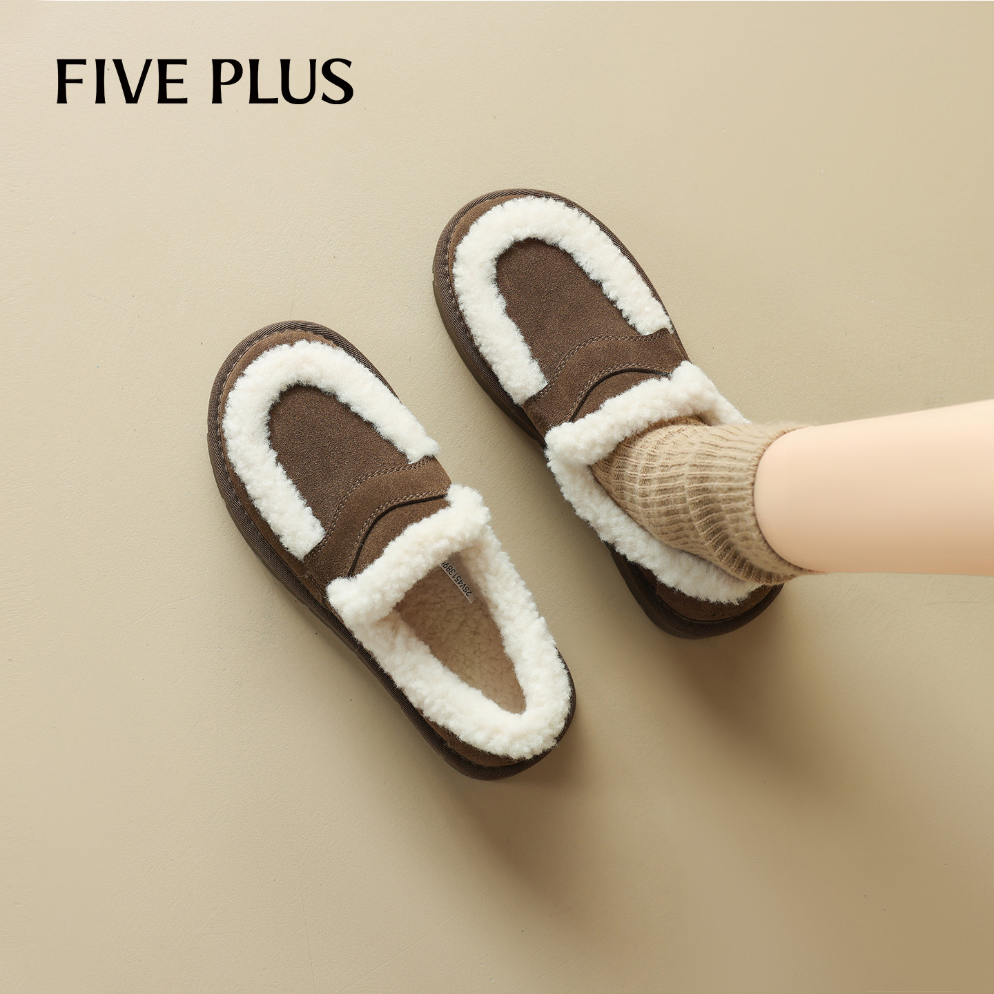 FIVEPLUS真皮加绒勃肯鞋女