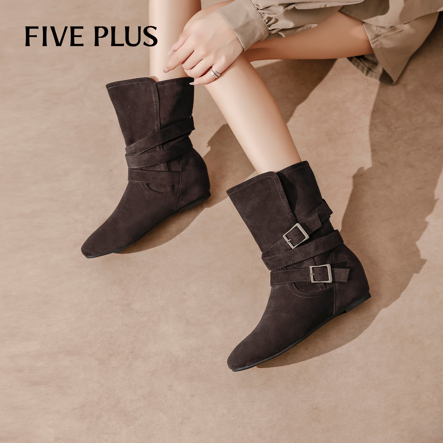 FIVEPLUS美拉德内增高西部靴