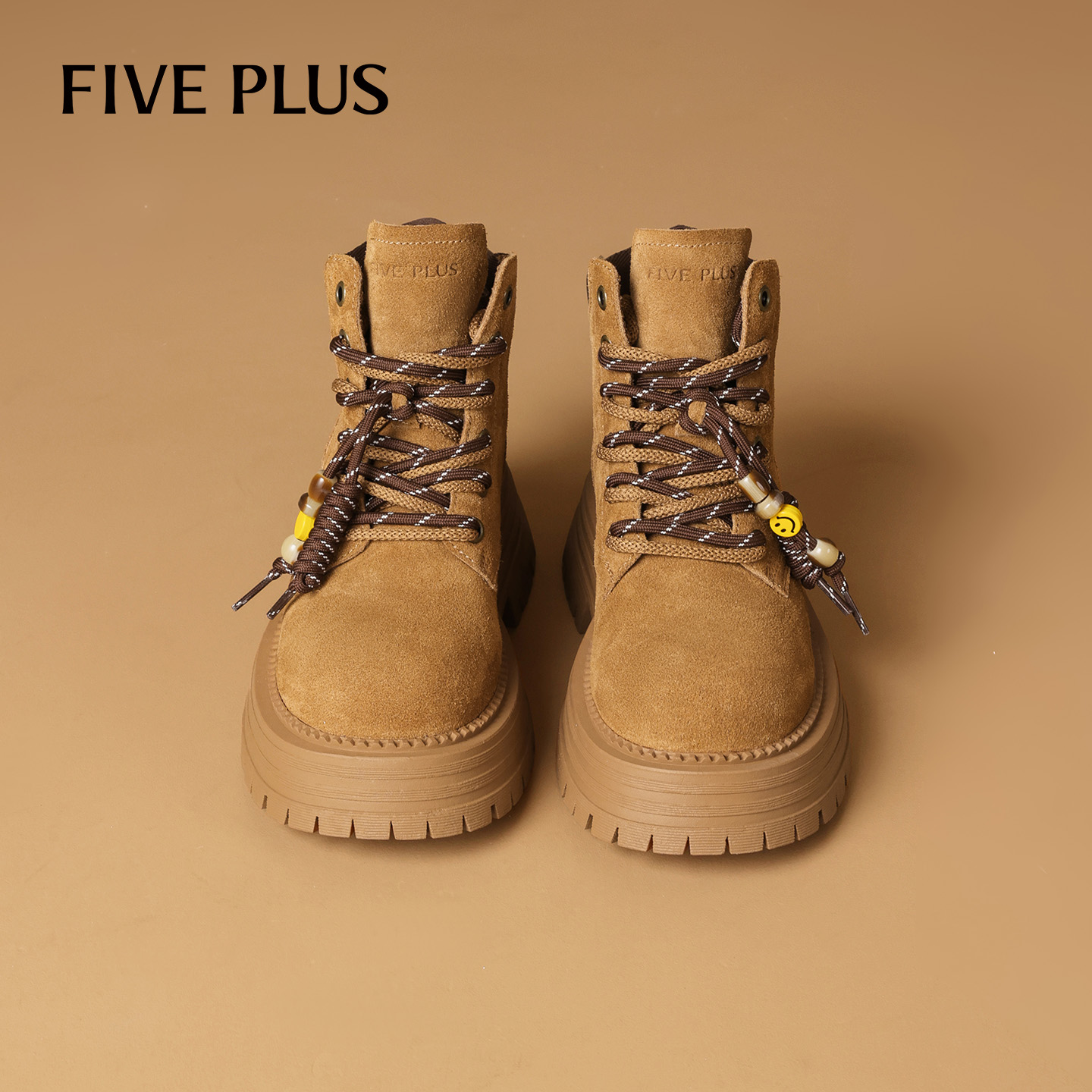 FIVEPLUS真皮厚底马丁靴女