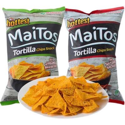 Maitos玉米片140g袋 烧烤/香辣味膨化休闲零食印尼尼西亚原装进口