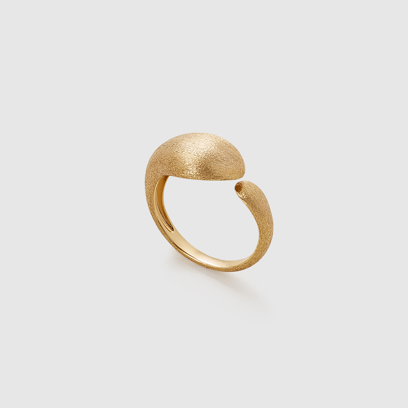 Amber Lollipop金色不规则戒指小众开口纯银18k镀金素圈食指戒女