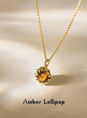 虎眼石项链女天然石吊坠锁骨链