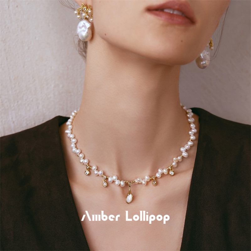 Amber Lollipop白贝母吊坠珍珠项链轻奢小众2026新款颈链生日礼物