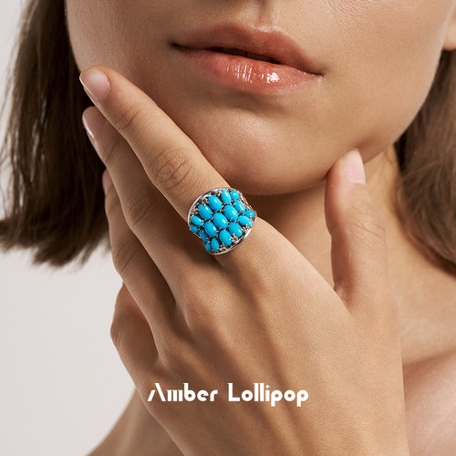 Amber Lollipop绿松石独特漂亮戒指轻奢高级开口戒小众设计食指戒