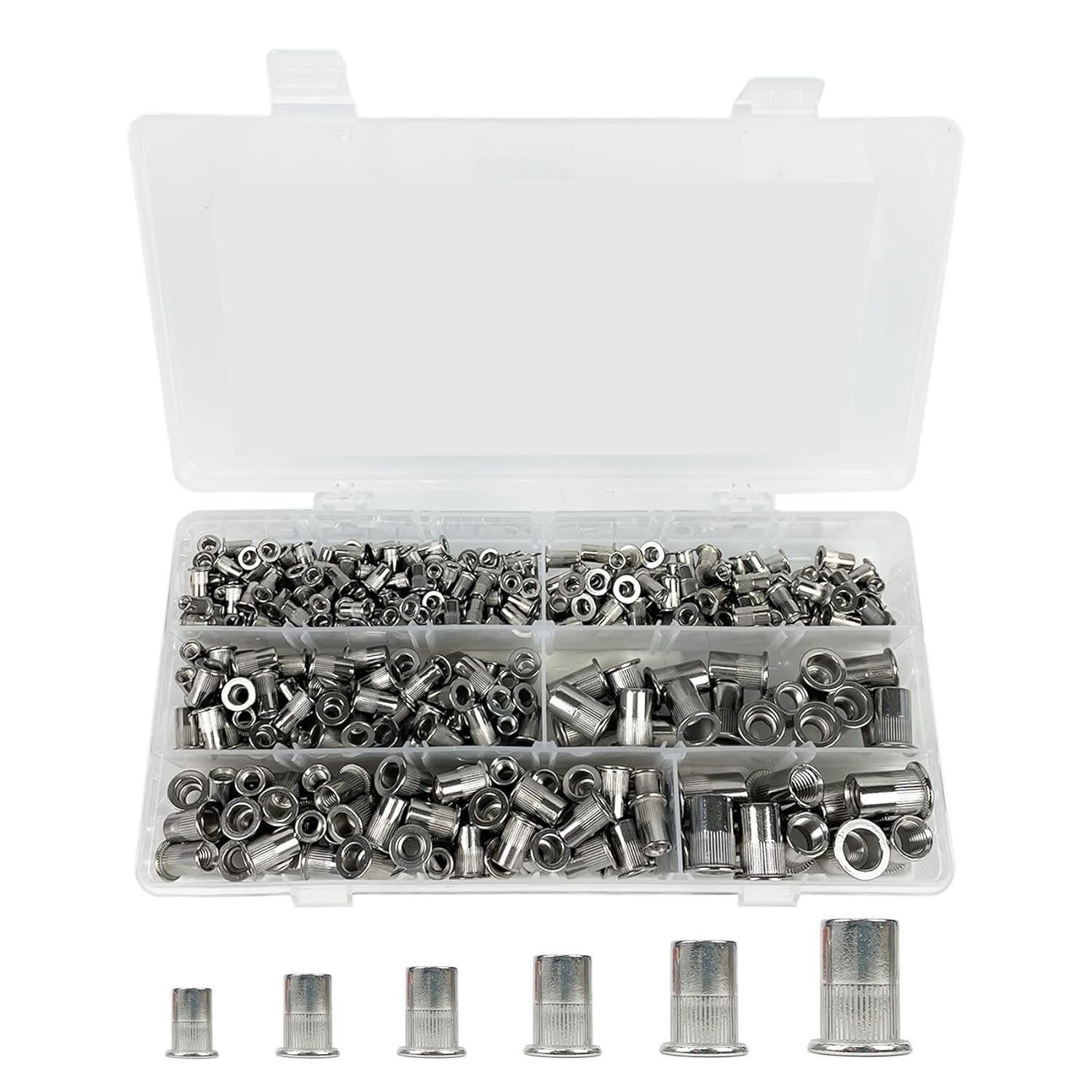 跨境  328PCS盒装 M3-M10/304不锈钢平头螺纹铆钉螺母组合套件