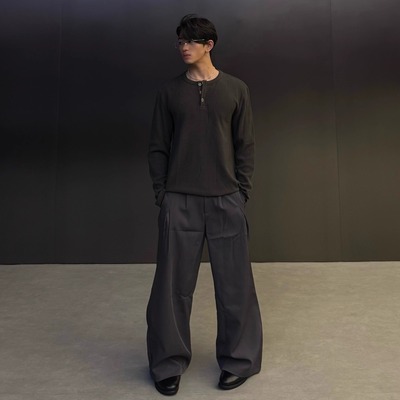 POISELITE双褶立体复合A字西裤