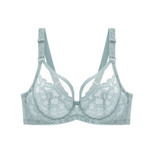 怡倩内衣女薄款聚拢法式蕾丝白色大码胸罩 Marry大胸显小超薄文胸