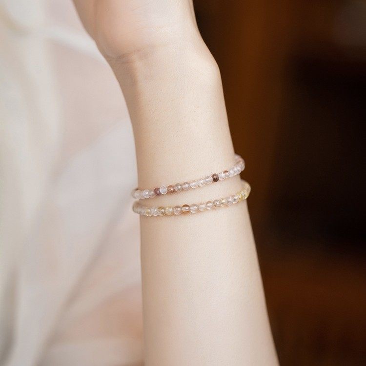 高端极细3mm天然金发晶手链女款