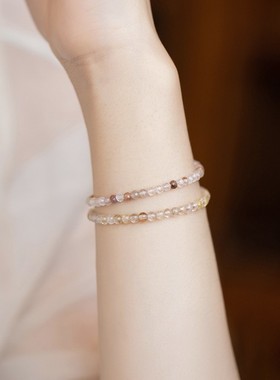 高端极细3mm天然金发晶手链女款