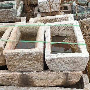 老石槽子仿古做旧青石石雕荷花缸石头花盆长方形马槽子现货