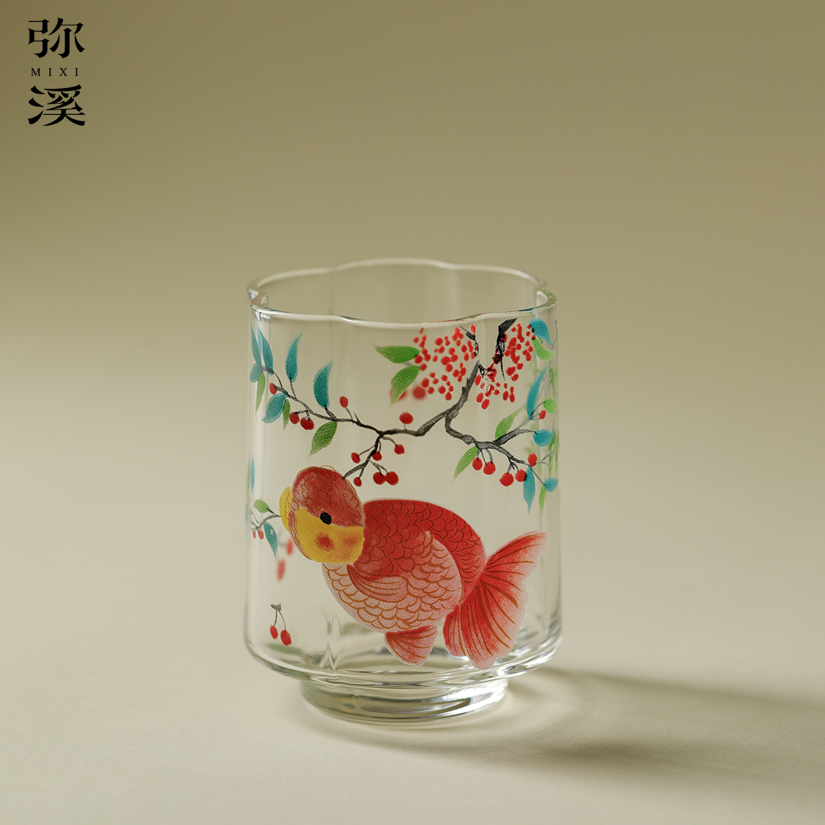 弥溪樱桃兰寿海棠单杯家用高硼硅玻璃茶杯高档喝茶杯子茶具不烫手