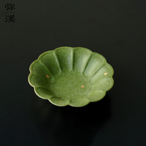 中式新款焦糖绿陶瓷杯垫家用创意茶托高档茶垫防烫杯蝶茶道隔热垫