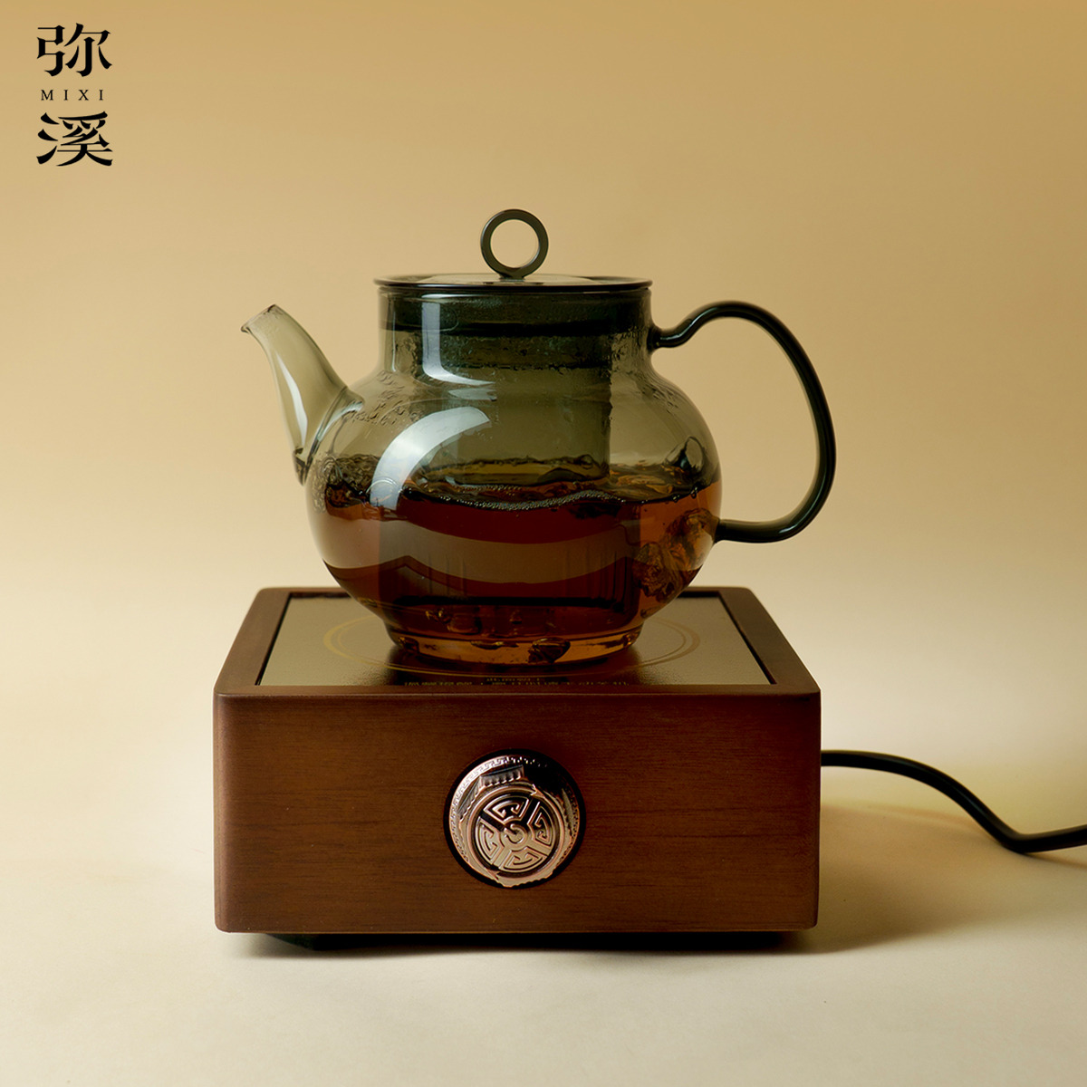 弥溪胡桃木电陶炉家用煮茶壶耐高温煮茶器套装玻璃煮茶壶功夫茶具