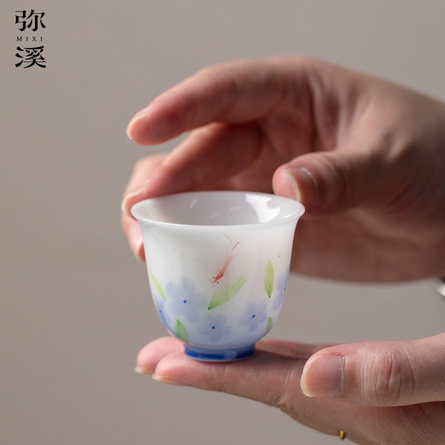 茶杯女士个人专用节日送礼女款蓝花逐鲤舍予杯冰种玉瓷精致主人杯图片