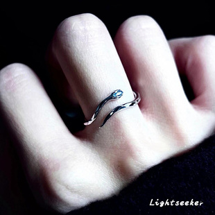 冷淡风爆闪灵蛇开口戒指精致百搭指环轻奢小众食指戒简约时尚 指环