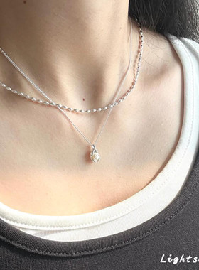 法式仿珍珠双层项链简约百搭独特