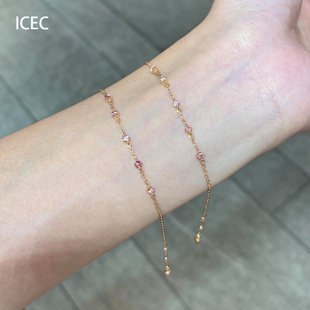 粉色锆石手链轻奢小众精致巨好看极细百搭叠戴手饰2025超火手环女