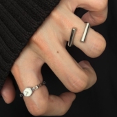 几何不规则光面钟表戒指设计感小众轻奢高级感中古叠戴食指戒指环